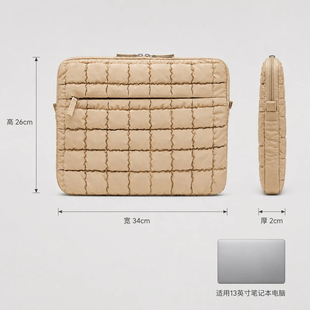 14 Inch Laptop Sleeve Protective Shockproof Large Capacity Quilted Laptop Case with Pocket for Office Travel School Wholesale