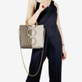 2019 New Design Circle Wood Handle Trains Women Single Shoulder Cross-body American Style Mix Color Bag
