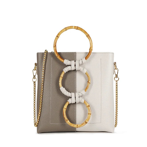 2019 New Design Circle Wood Handle Trains Women Single Shoulder Cross-body American Style Mix Color Bag