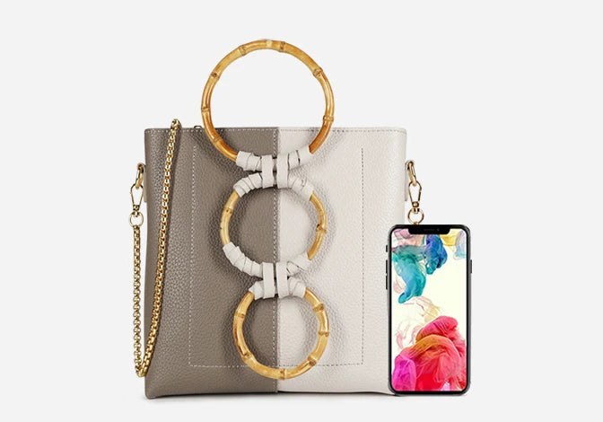 2019 New Design Circle Wood Handle Trains Women Single Shoulder Cross-body American Style Mix Color Bag