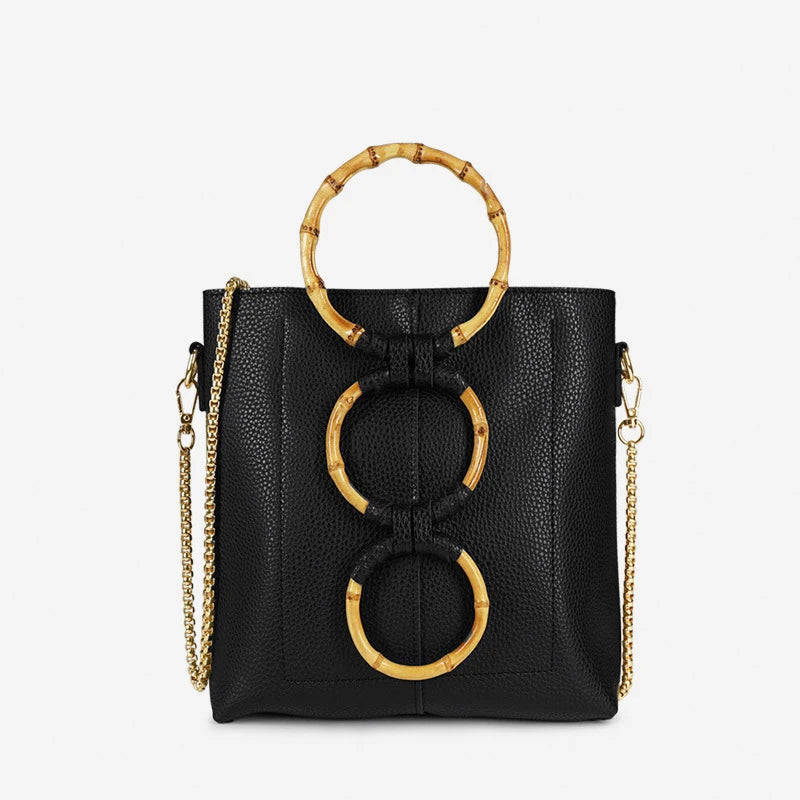 2019 New Design Circle Wood Handle Trains Women Single Shoulder Cross-body American Style Mix Color Bag
