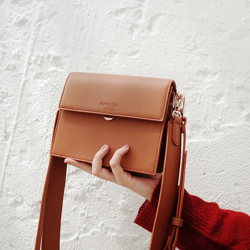 2019 New Spring/summer Small square Bag Double Compartment PU Organ Bag Wide Shoulder Strap Cross-body Ins Super Hot Sale Bag