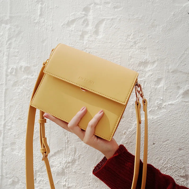 2019 New Spring/summer Small square Bag Double Compartment PU Organ Bag Wide Shoulder Strap Cross-body Ins Super Hot Sale Bag