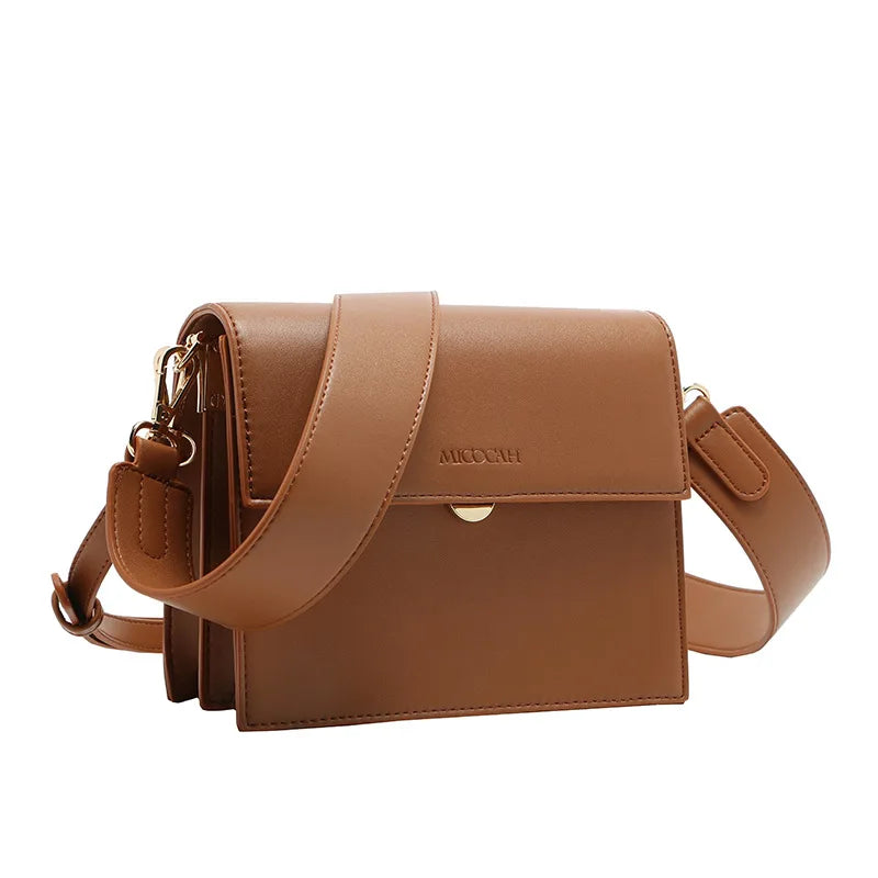 2019 New Spring/summer Small square Bag Double Compartment PU Organ Bag Wide Shoulder Strap Cross-body Ins Super Hot Sale Bag