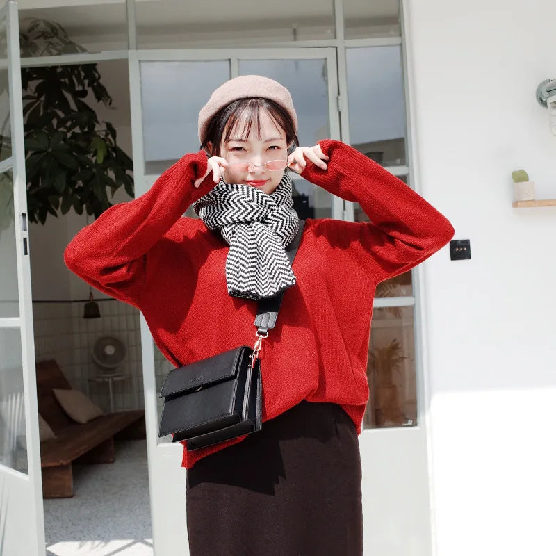 2019 New Spring/summer Small square Bag Double Compartment PU Organ Bag Wide Shoulder Strap Cross-body Ins Super Hot Sale Bag
