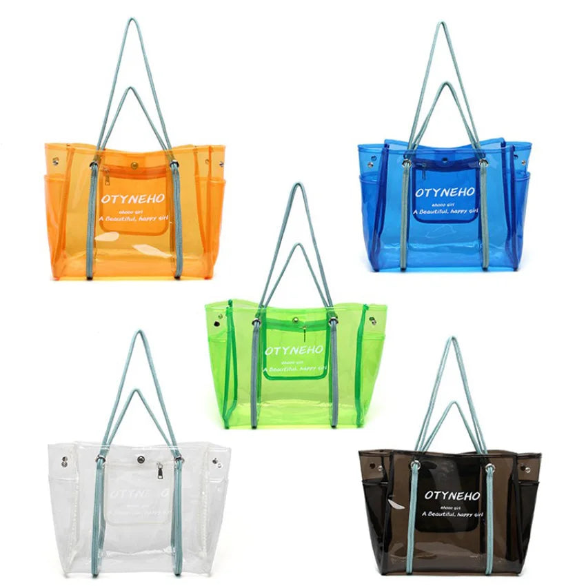 2021 New Fashion Summer Beach Shoulder Bag PVC clear Ladies Tote Handbag Waterproof Transparent Women Handbag