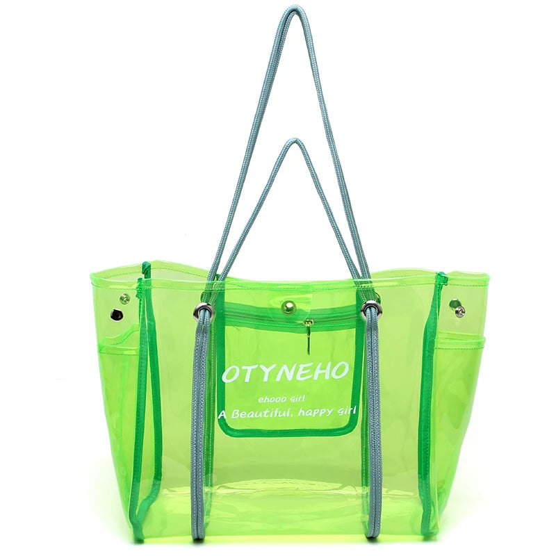 2021 New Fashion Summer Beach Shoulder Bag PVC clear Ladies Tote Handbag Waterproof Transparent Women Handbag