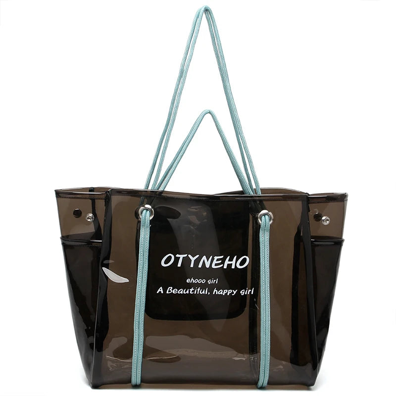 2021 New Fashion Summer Beach Shoulder Bag PVC clear Ladies Tote Handbag Waterproof Transparent Women Handbag