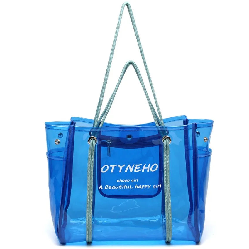 2021 New Fashion Summer Beach Shoulder Bag PVC clear Ladies Tote Handbag Waterproof Transparent Women Handbag