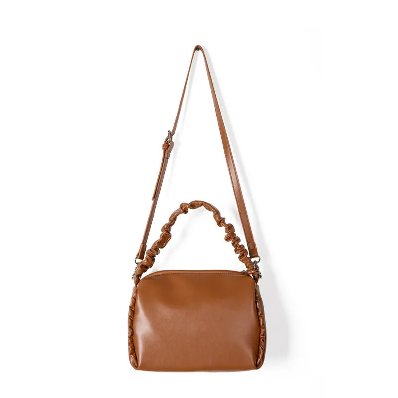 2021 New Products Women Handbag Trend Casual Pleated Shoulder Bag Fashion Solid Color Soft PU Cross-body Bag