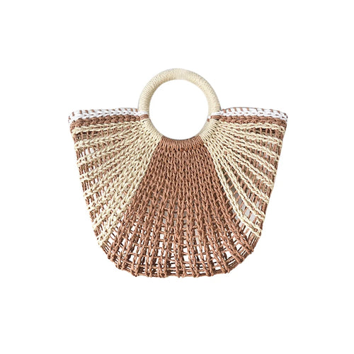 2022 Factory Price Direct Summer Travel Beach Ladies Half Moon Shape Large Capacity Portable Straw Bag