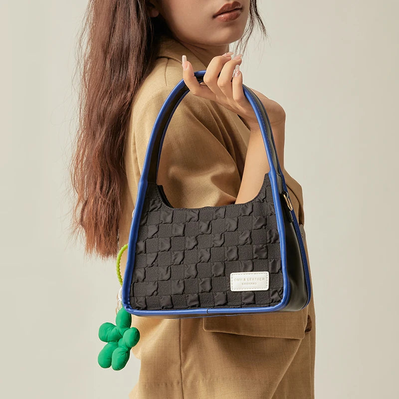 2022 New Casual Plaid Horizontal square Handbag Women Shoulder Bag