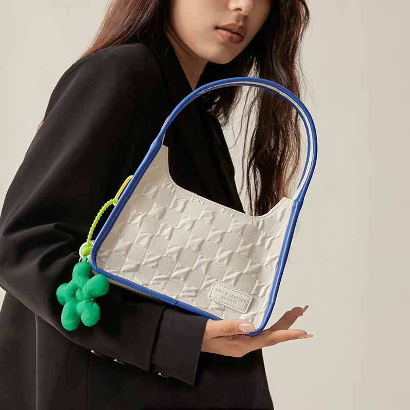 2022 New Casual Plaid Horizontal square Handbag Women Shoulder Bag