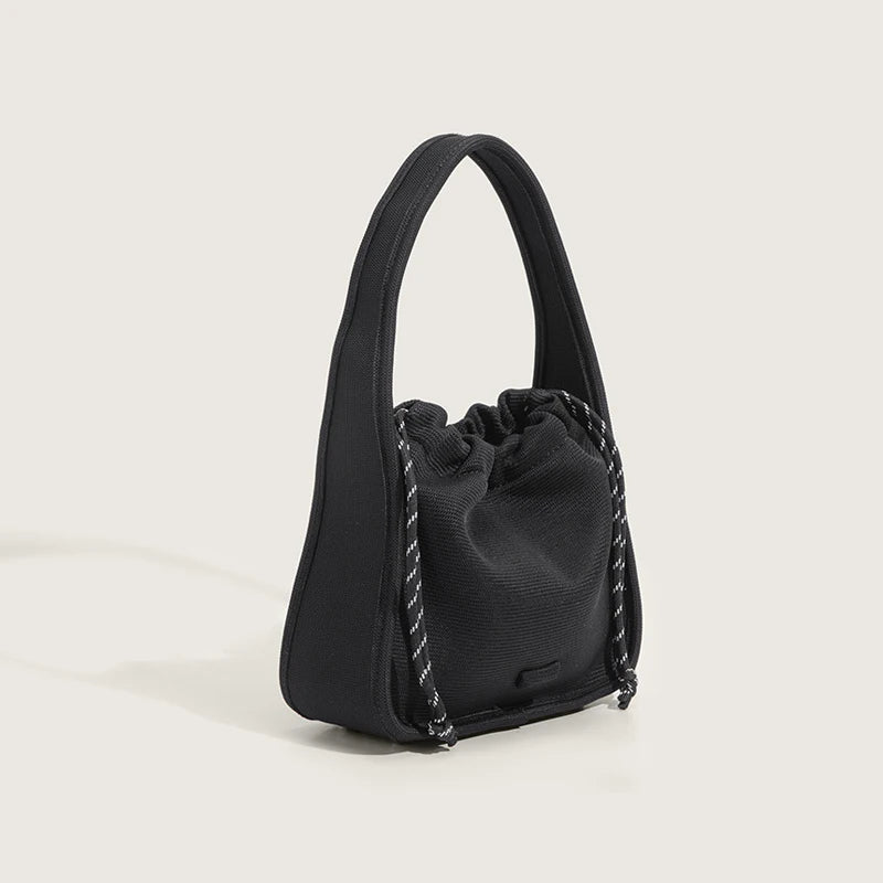 2022 New Knitted Small Bag Vertical Grain Drawstring Handbag