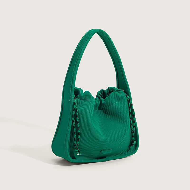 2022 New Knitted Small Bag Vertical Grain Drawstring Handbag