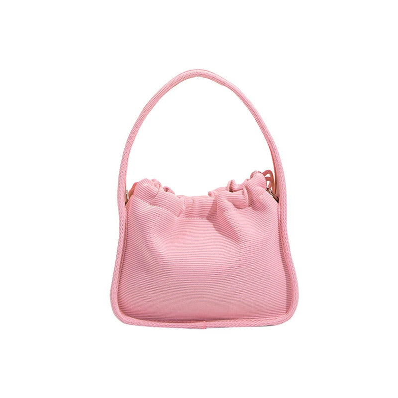 2022 New Knitted Small Bag Vertical Grain Drawstring Handbag