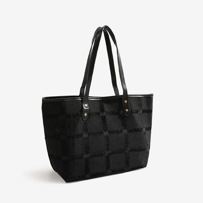 2022 New Large Bag Floral Fabric Plaid Women's Tote Shoulder Bag