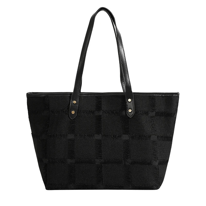 2022 New Large Bag Floral Fabric Plaid Women's Tote Shoulder Bag