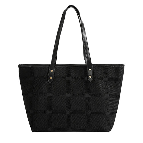 2022 New Large Bag Floral Fabric Plaid Women's Tote Shoulder Bag