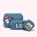 2022 Retro Classic Denim Makeup Pouch Multifunctional Denim Cosmetic Bag Portable Beauty Bag with Patches
