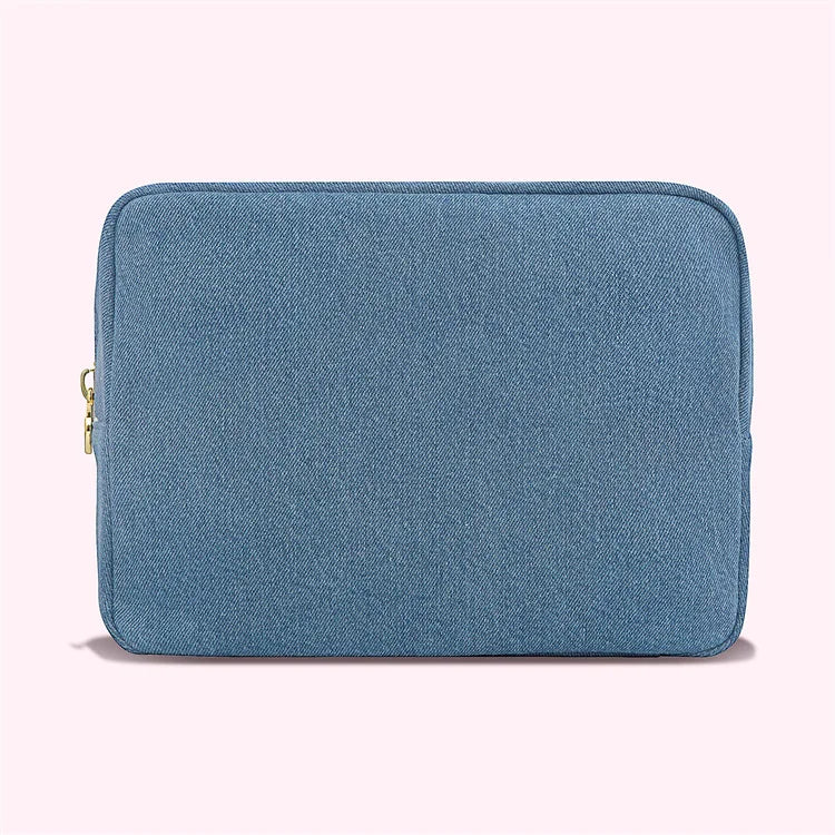 2022 Retro Classic Denim Makeup Pouch Multifunctional Denim Cosmetic Bag Portable Beauty Bag with Patches