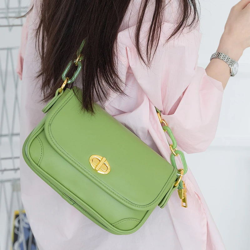 2023 New Chain Splicing Candy Color Women's Crossbody Underarm Bag