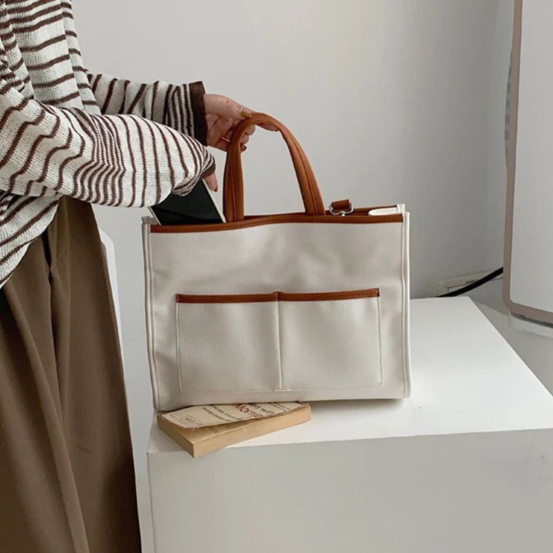 2023 New Color Contrast Tote Bag Fashion Large Capacity Women's Bag