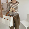 2023 New Color Contrast Tote Bag Fashion Large Capacity Women's Bag