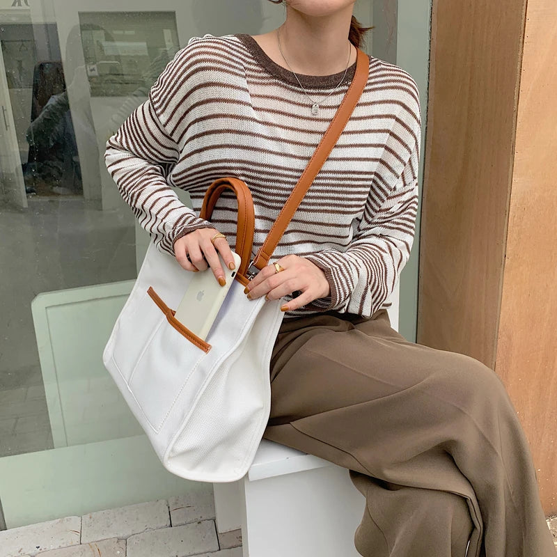2023 New Color Contrast Tote Bag Fashion Large Capacity Women's Bag
