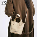 2023 Niche Lychee PU Leather Basket Bag Leather Hand Bucket Bag