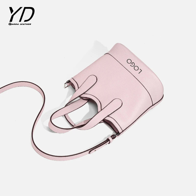 2023 Niche Lychee PU Leather Basket Bag Leather Hand Bucket Bag