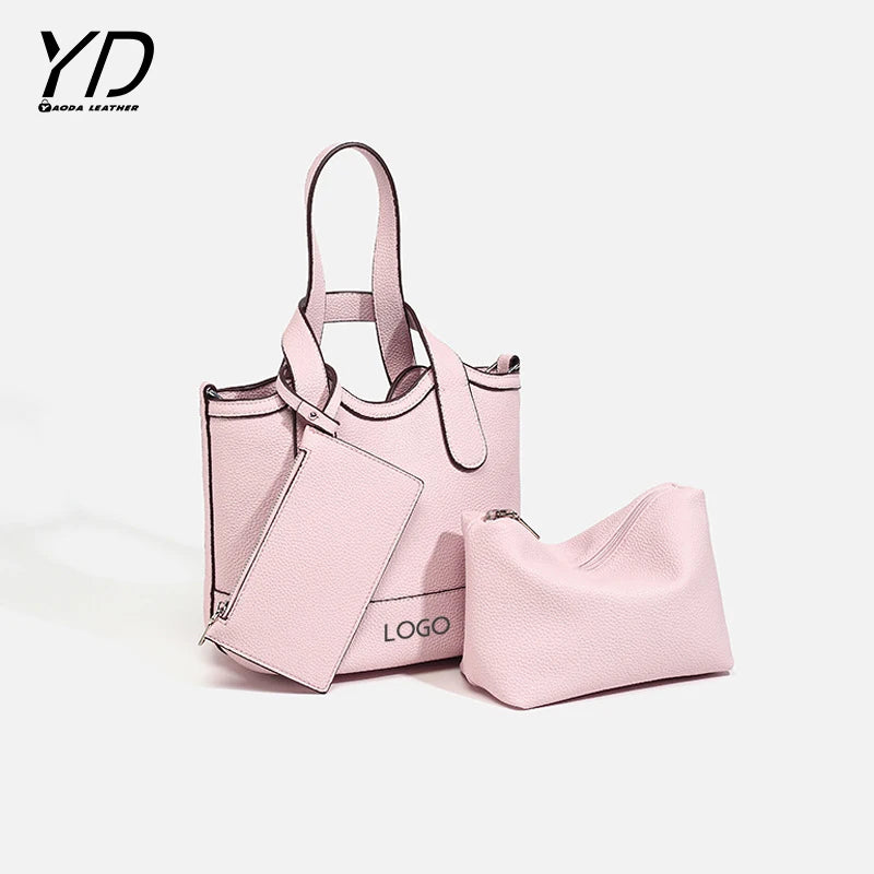 2023 Niche Lychee PU Leather Basket Bag Leather Hand Bucket Bag