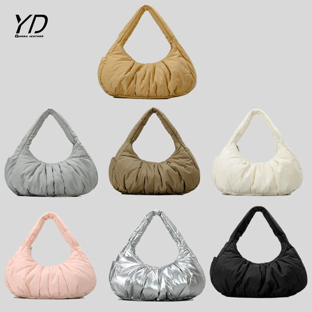 2024 New Puffy Handbag Puffer Cloud Shoulder Bag Tote Bag Women Quilted Puffer Bag Custom Logo