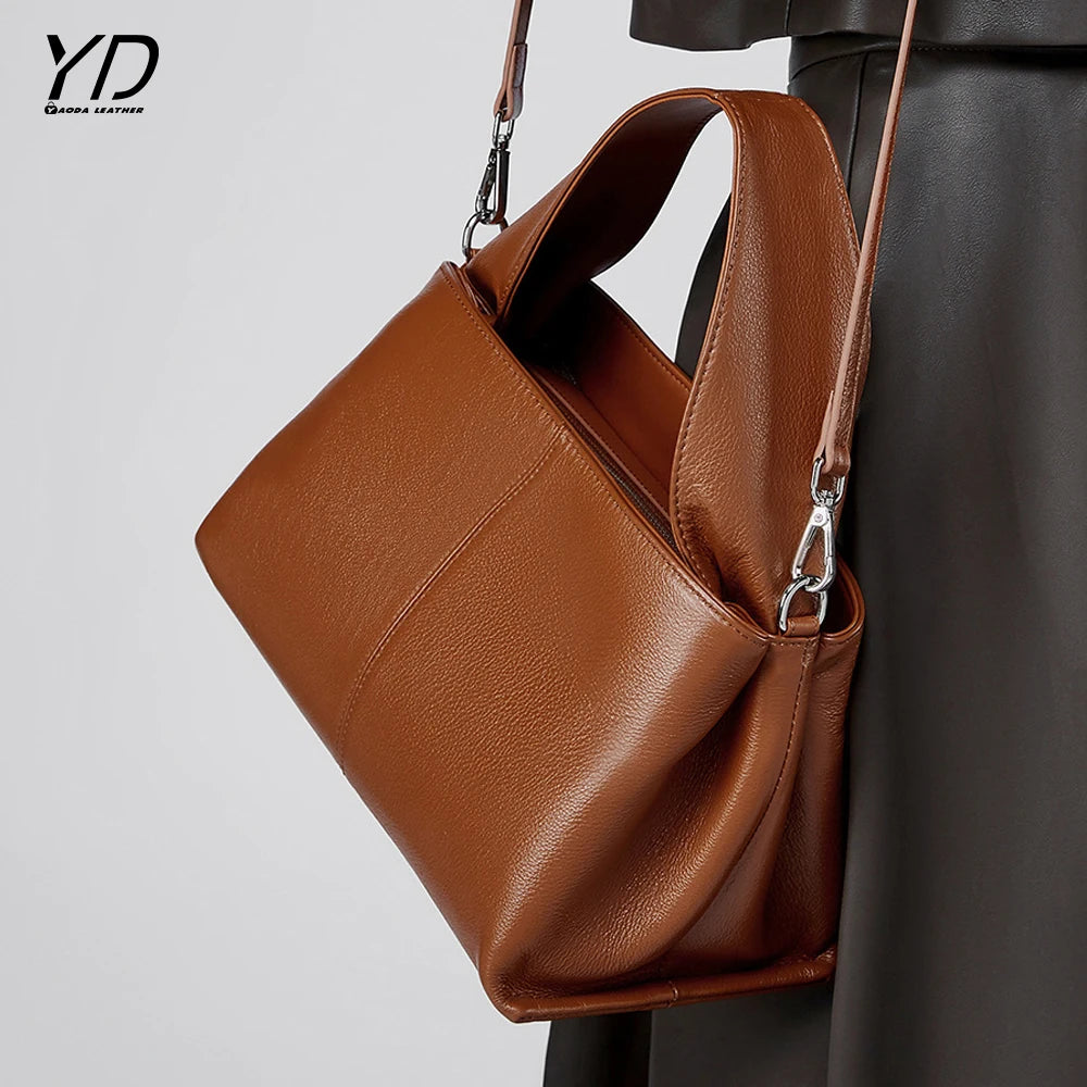 2024 OEM Custom logo Luxury Genuine Leather Women's Shoulder Bags Classy Lady Handbags With High Quality