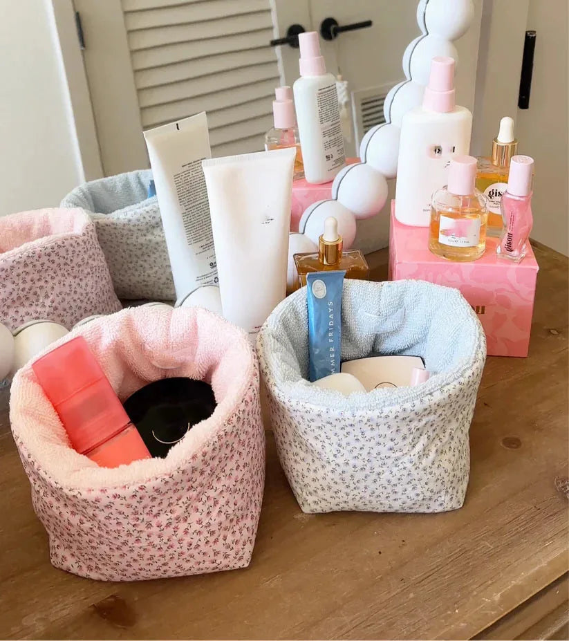 2024 Trendy Cotton Floral Travel Bag Handmade Cosmetics Storage Prettiest Organizers