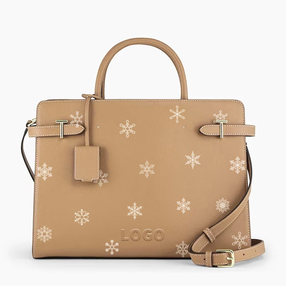 2025 Christmas Promoting Spray Printing Cartoon Patterns Ladies Handbags Custom Logo Pu Leather Hand Bag
