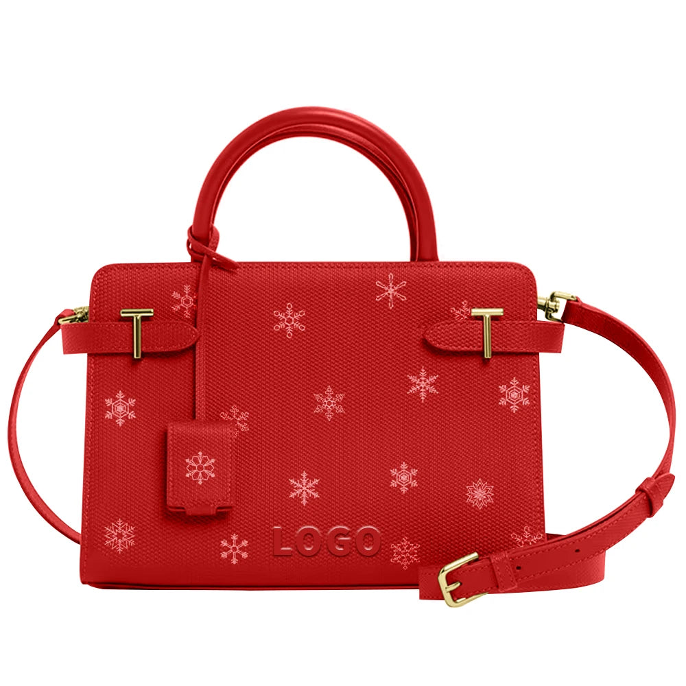 2025 Christmas Promoting Spray Printing Cartoon Patterns Ladies Handbags Custom Logo Pu Leather Hand Bag