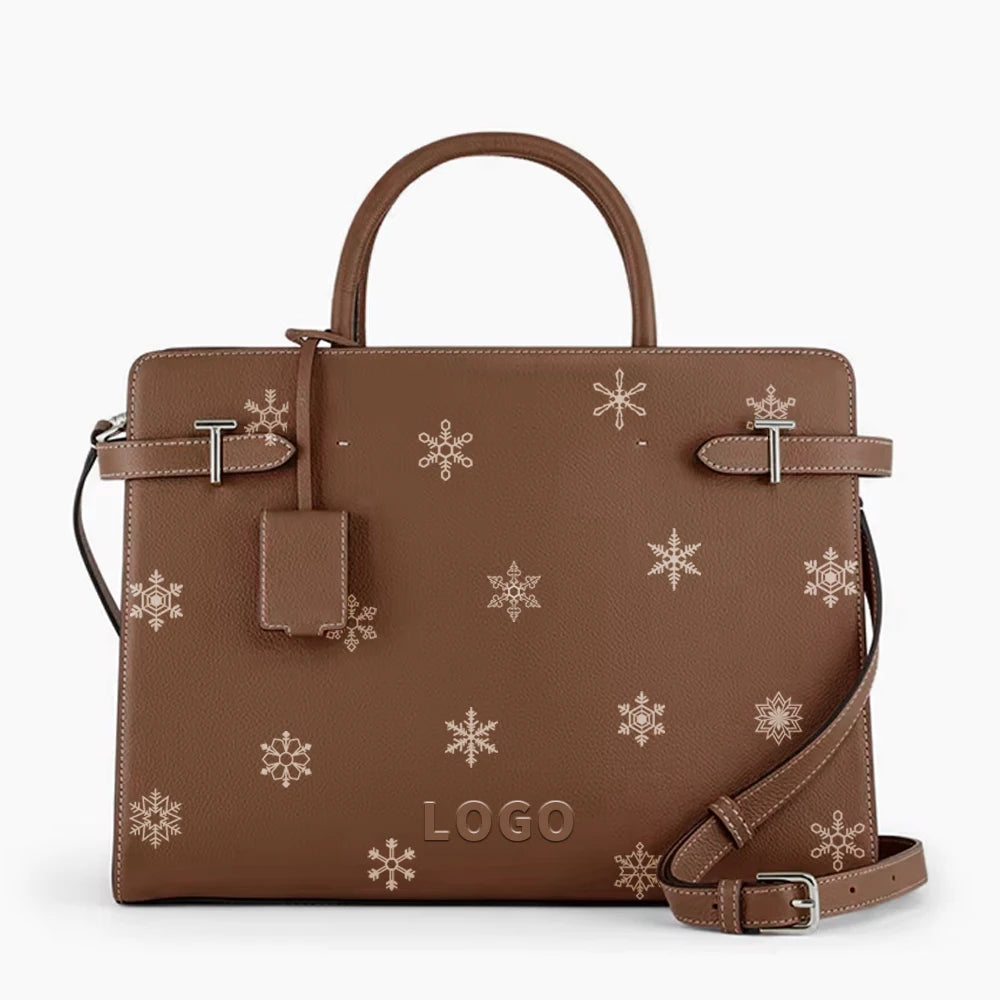 2025 Christmas Promoting Spray Printing Cartoon Patterns Ladies Handbags Custom Logo Pu Leather Hand Bag