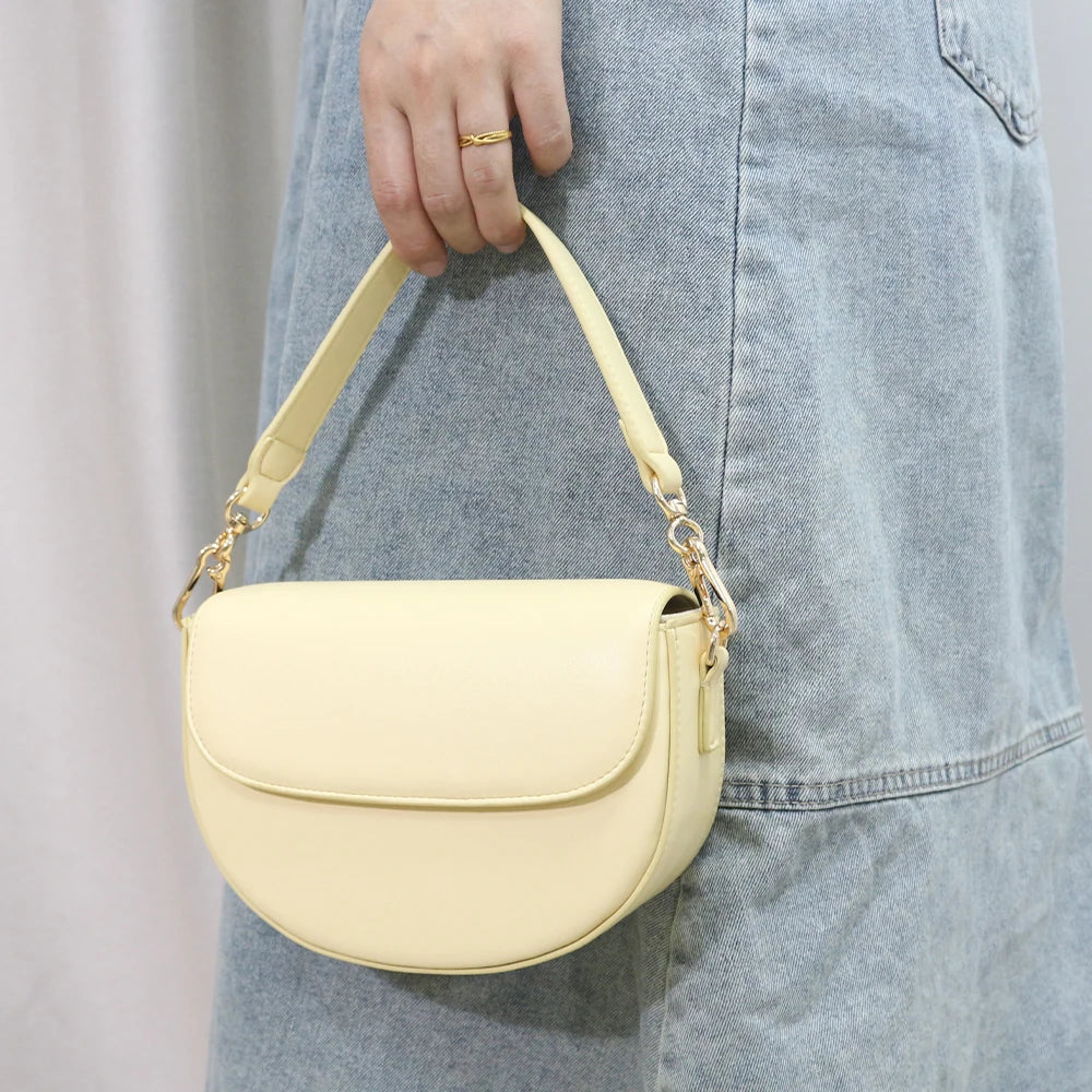 2025 Customized Retro High Quality Women's Shoulder Bag Fashion Saddle Bag with Different Bag Strap