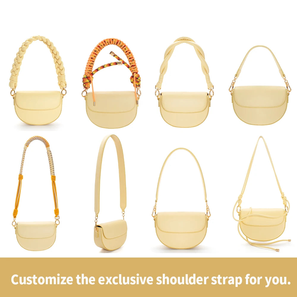 2025 Customized Retro High Quality Women's Shoulder Bag Fashion Saddle Bag with Different Bag Strap