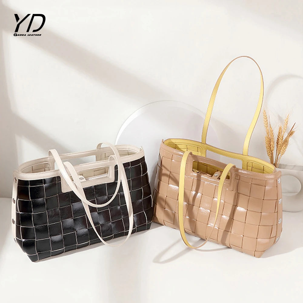 2025 Customized Women's Bag Large Capacity Fashionable Woven Shoulder Bag