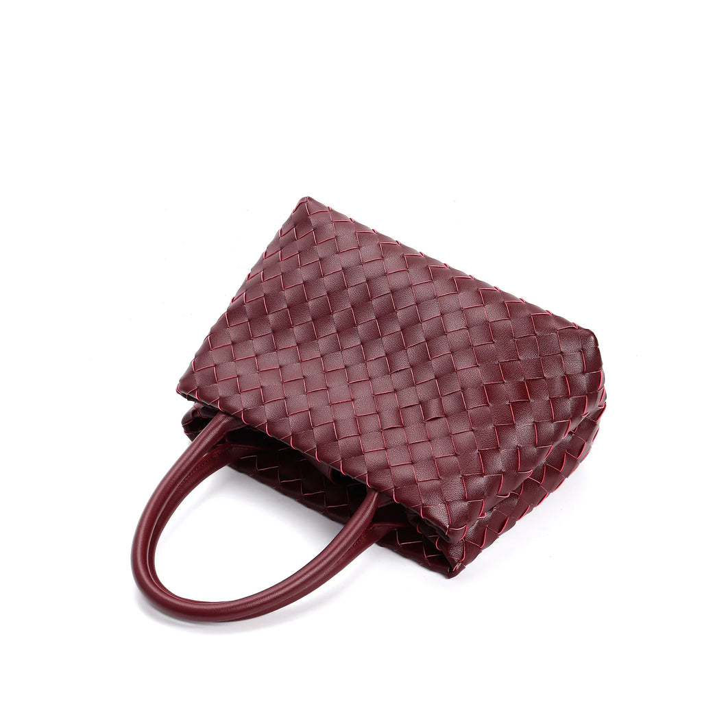 2025 Luxury Fashion Cowhide Women's Handbags New Genuine Leather Woven Crossbody Shoulder Bags Handwoven Ladies Bag