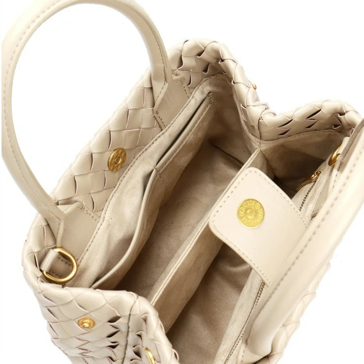 2025 Luxury Fashion Cowhide Women's Handbags New Genuine Leather Woven Crossbody Shoulder Bags Handwoven Ladies Bag