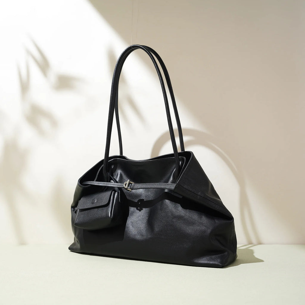 2025 Luxury Genuine Cowhide Leather Handbags for Women High Quality Large Capacity Tote Shoulder Bags with Two Handles