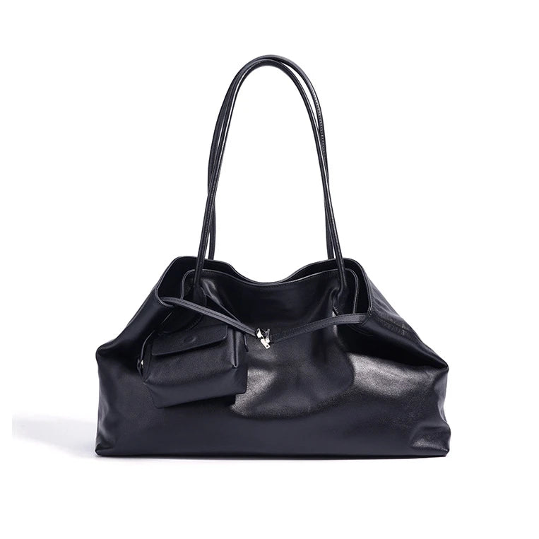 2025 Luxury Genuine Cowhide Leather Handbags for Women High Quality Large Capacity Tote Shoulder Bags with Two Handles