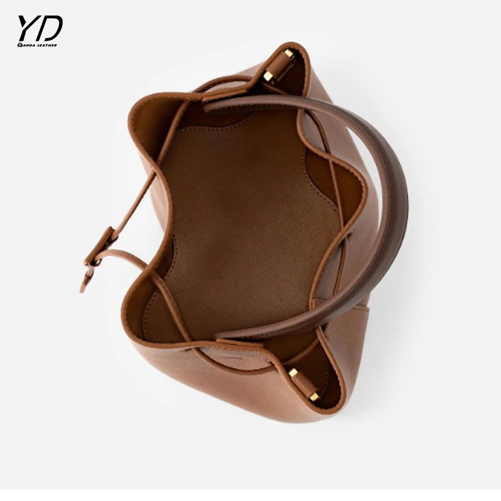 2025 New Arrival Women's Bag Fashionable Elegant Turkish Pleated Drawstring Bucket Bag