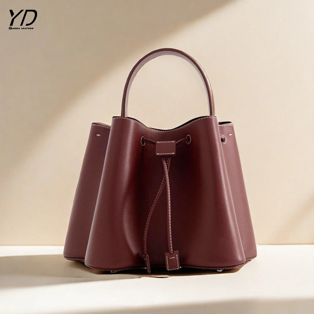 2025 New Arrival Women's Bag Fashionable Elegant Turkish Pleated Drawstring Bucket Bag
