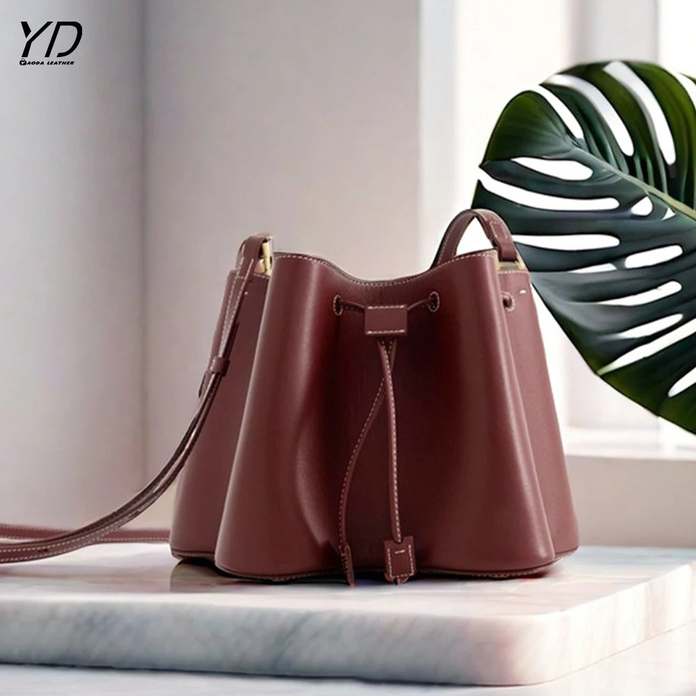 2025 New Arrival Women's Bag Fashionable Elegant Turkish Pleated Drawstring Bucket Bag