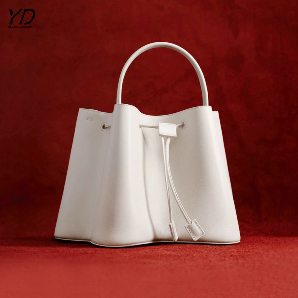 2025 New Arrival Women's Bag Fashionable Elegant Turkish Pleated Drawstring Bucket Bag