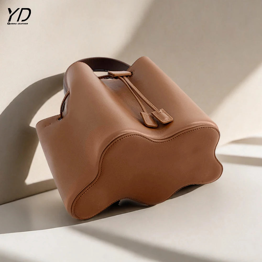 2025 New Arrival Women's Bag Fashionable Elegant Turkish Pleated Drawstring Bucket Bag